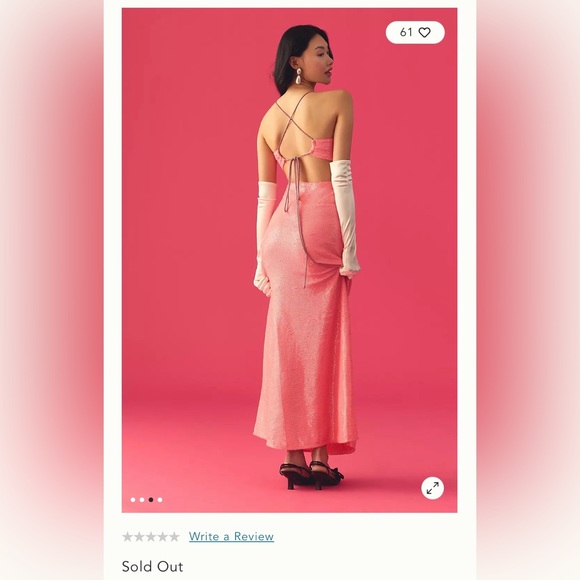 Anthropologie pink sequined gown size large - Picture 2 of 7